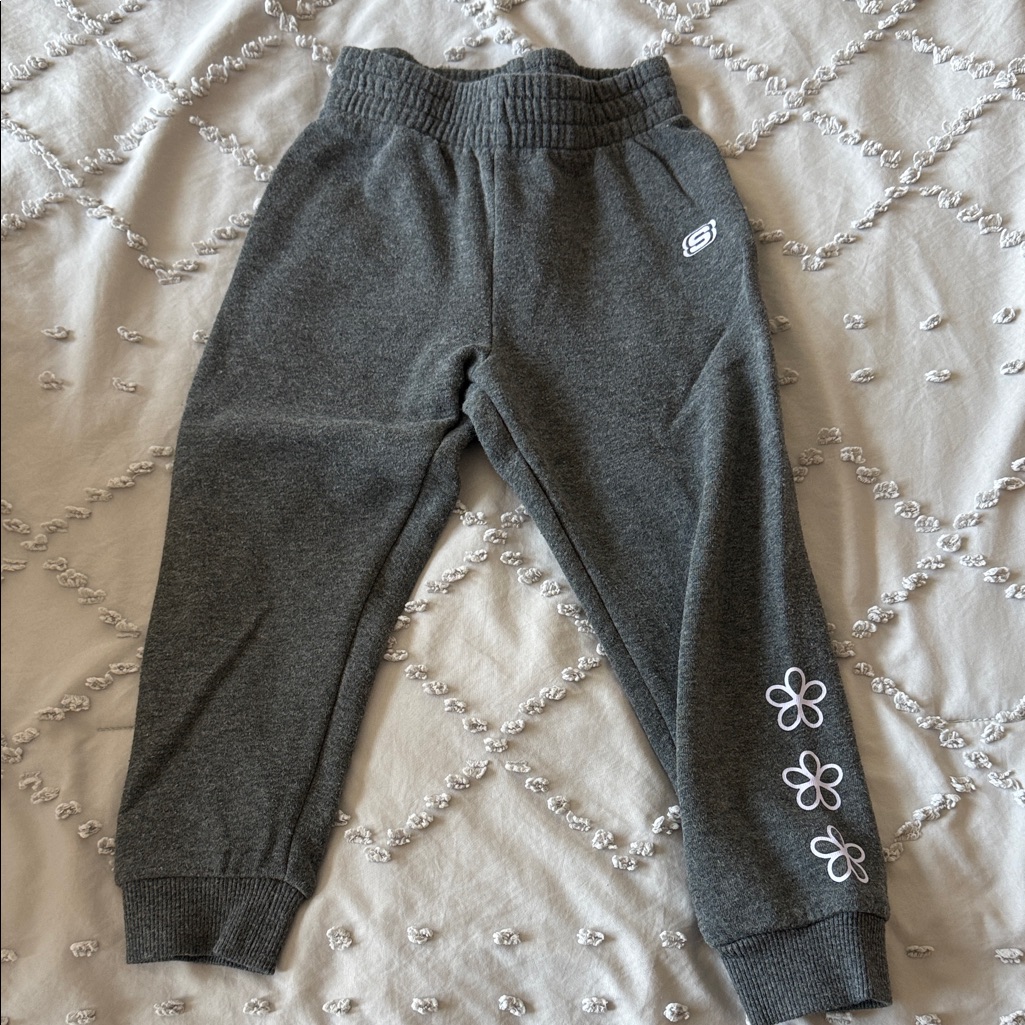 Skechers Kids Charcoal Joggers With Floral Detail